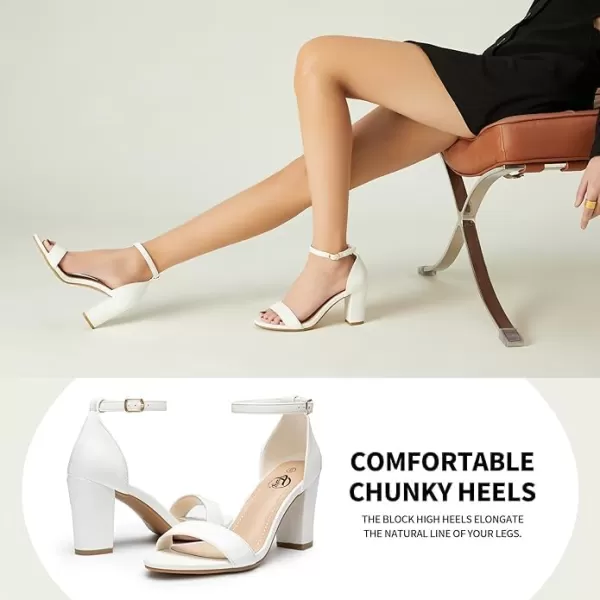 Trary Women's Sandal, White, Block Heel, Ankle Strap, Size 5-11.5, Formal Occasion Attendees