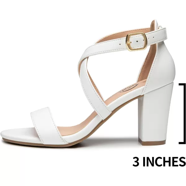 Trary Women's Sandal, White, Block Heel, Ankle Strap, Size 5-11.5, Formal Occasion Attendees