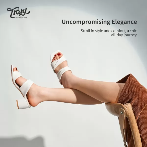 Trary Women's Sandals, Square Toe Heels Sandals, 2inch Black White Nude Chunky Block Heels Sandals