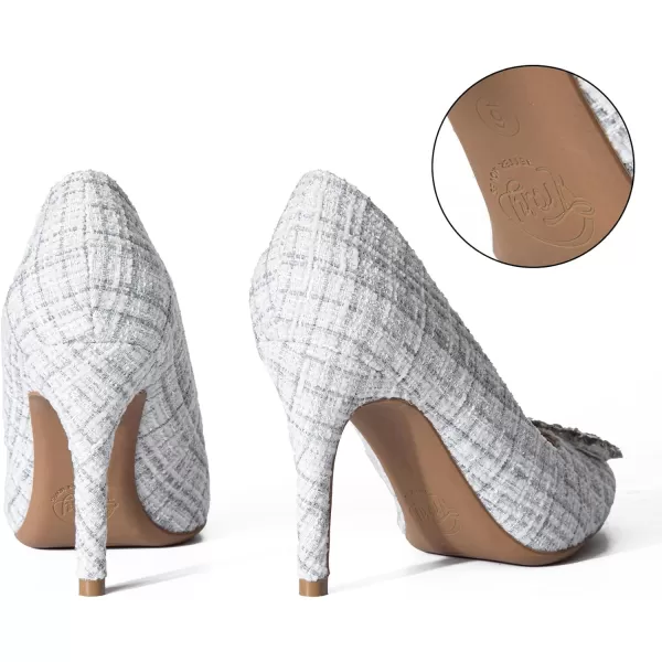 Trary Women's Stiletto High Heels Pumps Wedding Closed Toe Heels Sparkly Rhinestone Sexy Elegant Women's Pumps Party Bridal Dress Shoes for Women with Jewel Buckle