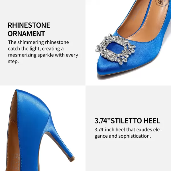 Trary Women's Stiletto High Heels Pumps Wedding Closed Toe Heels Sparkly Rhinestone Sexy Elegant Women's Pumps Party Bridal Dress Shoes for Women with Jewel Buckle