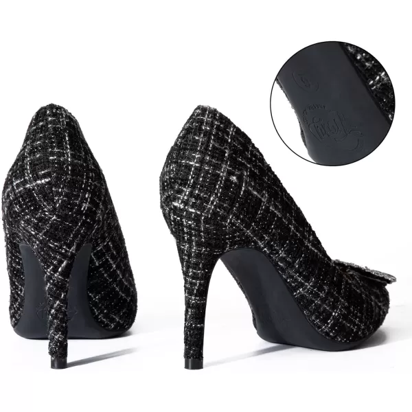 Trary Women's Stiletto High Heels Pumps Wedding Closed Toe Heels Sparkly Rhinestone Sexy Elegant Women's Pumps Party Bridal Dress Shoes for Women with Jewel Buckle
