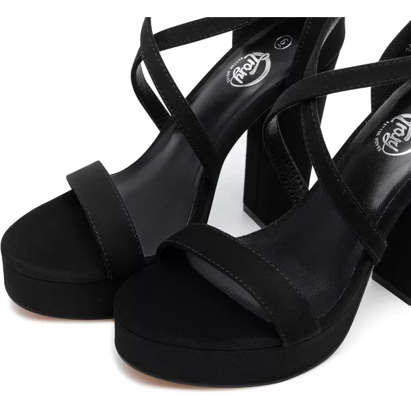 Trary Women's Strappy Platform Chunky High Heels Sandals Fashion Comfortable Open Toe Block Heels for Women Dress Wedding Party Shoes
