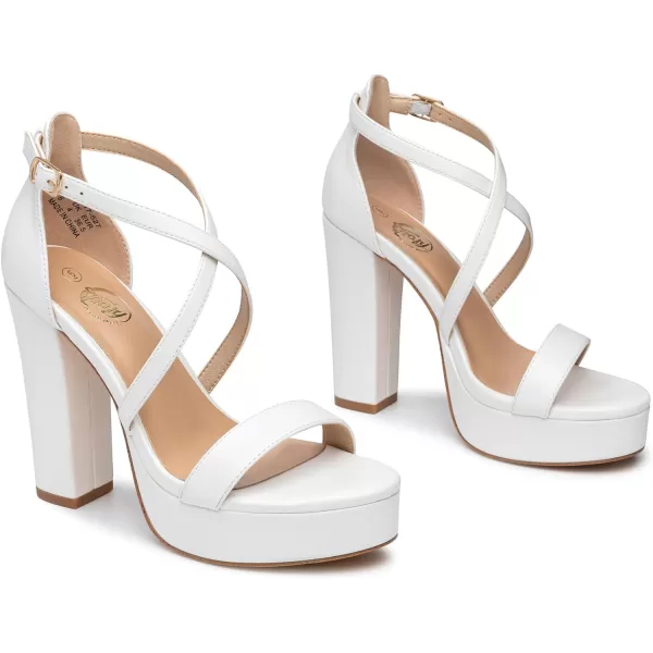 Trary Women's Strappy Platform Chunky High Heels Sandals Fashion Comfortable Open Toe Block Heels for Women Dress Wedding Party Shoes