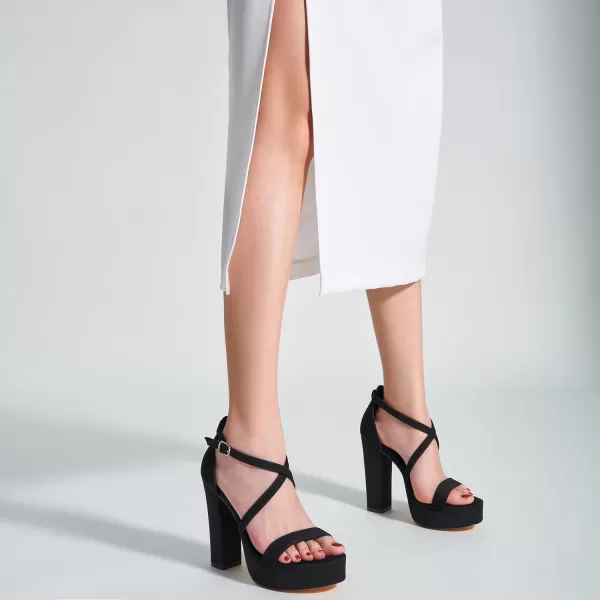 Trary Women's Strappy Platform Chunky High Heels Sandals Fashion Comfortable Open Toe Block Heels for Women Dress Wedding Party Shoes