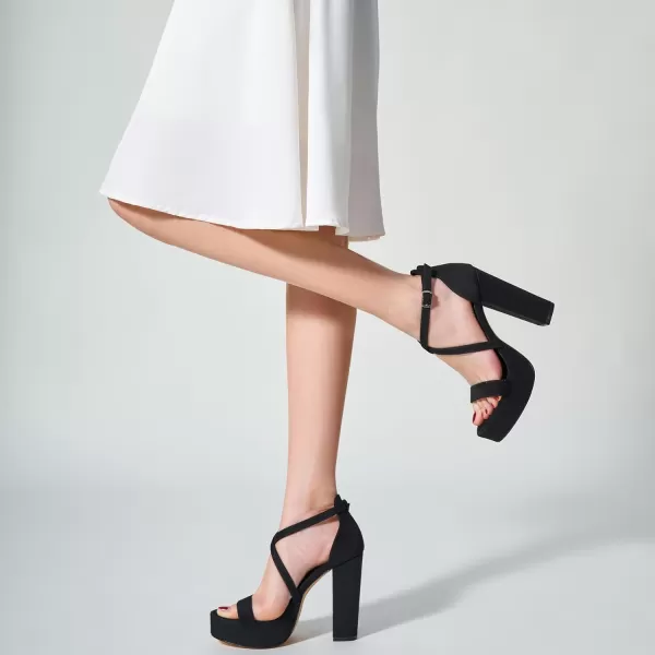 Trary Women's Strappy Platform Chunky High Heels Sandals Fashion Comfortable Open Toe Block Heels for Women Dress Wedding Party Shoes