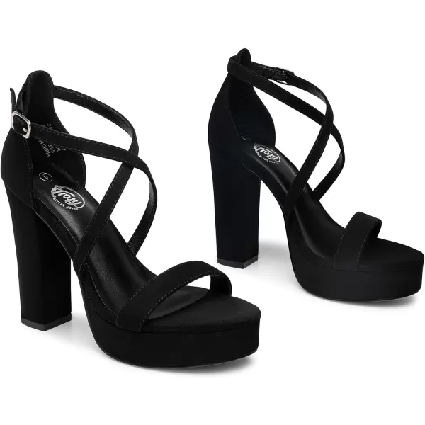 Trary Women's Strappy Platform Chunky High Heels Sandals Fashion Comfortable Open Toe Block Heels for Women Dress Wedding Party Shoes