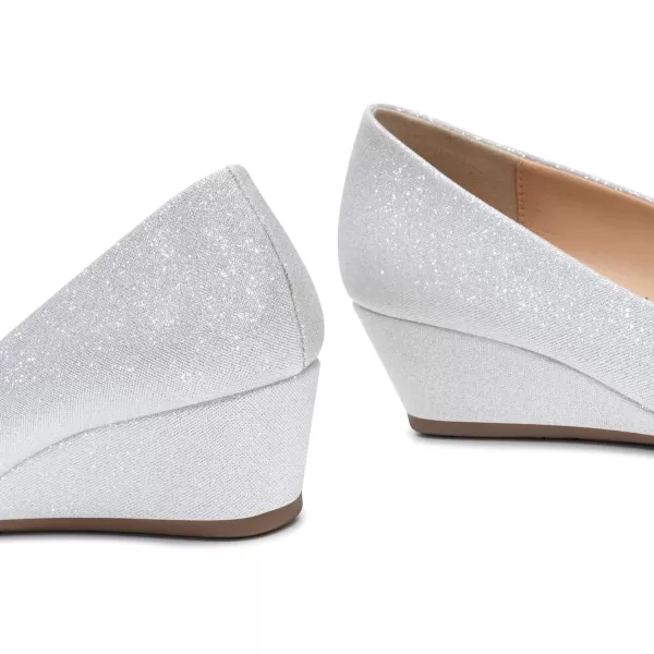 Trary Women's Wedges Pumps Round Toe Mid Heels Comfortable Closed Toe Dressy Shoes Women Pumps Wedge Shoes for Wedding Work Office Party