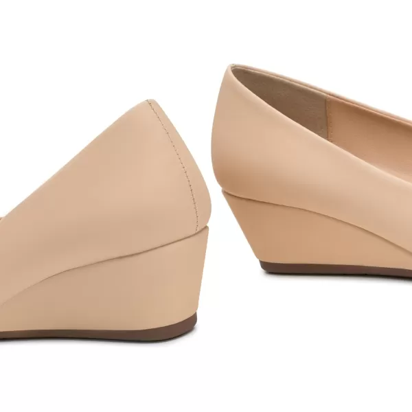 Trary Women's Wedges Pumps Round Toe Mid Heels Comfortable Closed Toe Dressy Shoes Women Pumps Wedge Shoes for Wedding Work Office Party