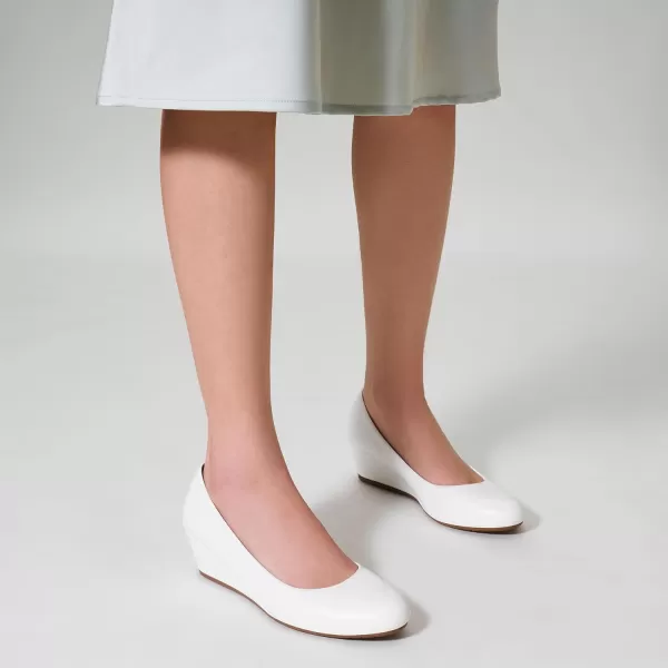 Trary Women's Wedges Pumps Round Toe Mid Heels Comfortable Closed Toe Dressy Shoes Women Pumps Wedge Shoes for Wedding Work Office Party