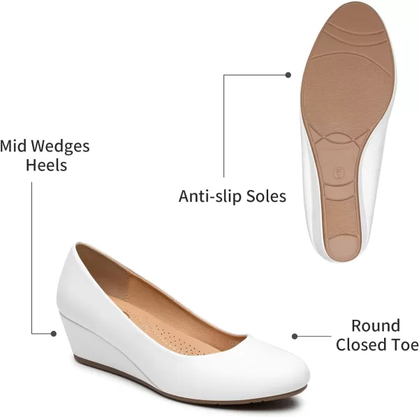Trary Women's Wedges Pumps Round Toe Mid Heels Comfortable Closed Toe Dressy Shoes Women Pumps Wedge Shoes for Wedding Work Office Party