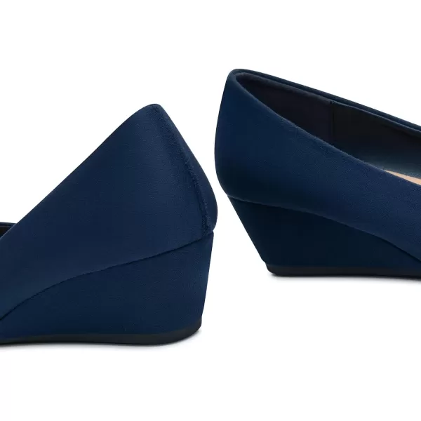 Trary Women's Wedges Pumps Round Toe Mid Heels Comfortable Closed Toe Dressy Shoes Women Pumps Wedge Shoes for Wedding Work Office Party