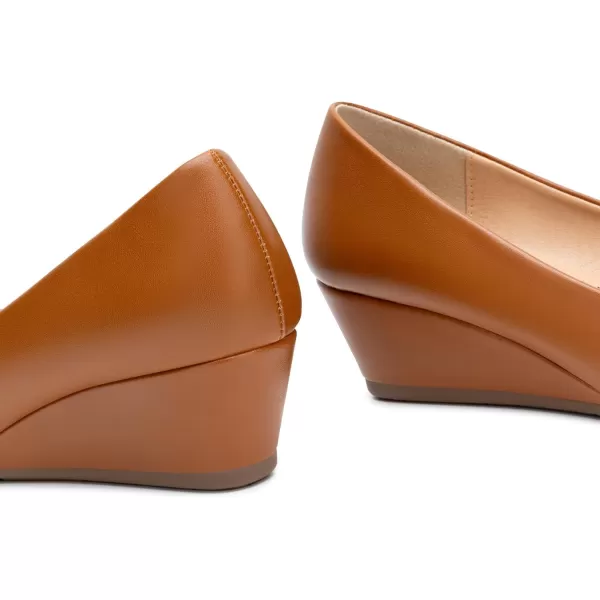 Trary Women's Wedges Pumps Round Toe Mid Heels Comfortable Closed Toe Dressy Shoes Women Pumps Wedge Shoes for Wedding Work Office Party