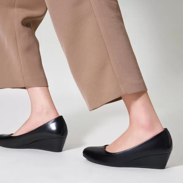 Trary Women's Wedges Pumps Round Toe Mid Heels Comfortable Closed Toe Dressy Shoes Women Pumps Wedge Shoes for Wedding Work Office Party