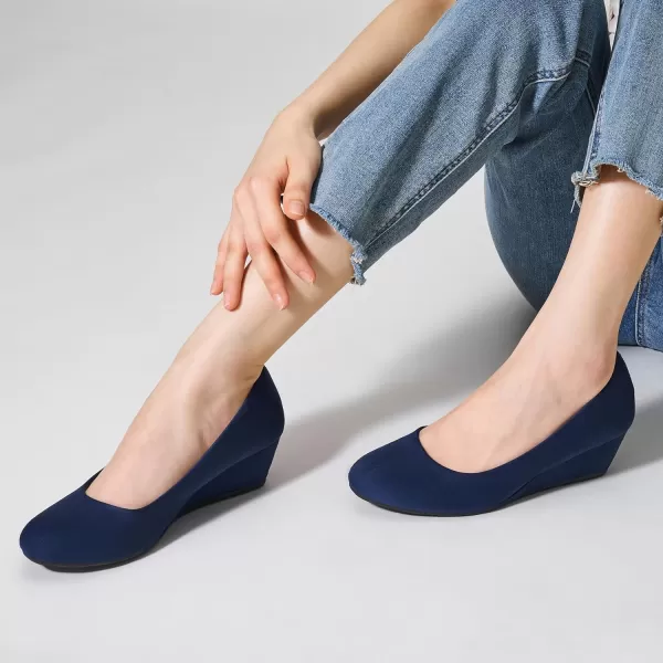 Trary Women's Wedges Pumps Round Toe Mid Heels Comfortable Closed Toe Dressy Shoes Women Pumps Wedge Shoes for Wedding Work Office Party