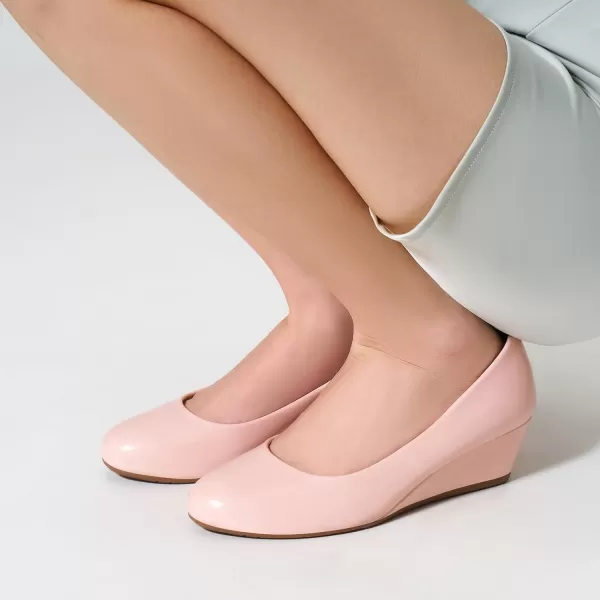 Trary Women's Wedges Pumps Round Toe Mid Heels Comfortable Closed Toe Dressy Shoes Women Pumps Wedge Shoes for Wedding Work Office Party