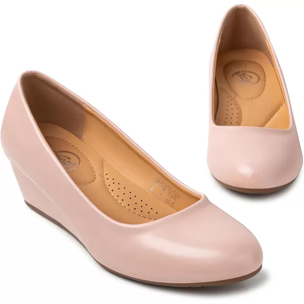 Trary Women's Wedges Pumps Round Toe Mid Heels Comfortable Closed Toe Dressy Shoes Women Pumps Wedge Shoes for Wedding Work Office Party
