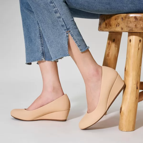 Trary Women's Wedges Pumps Round Toe Mid Heels Comfortable Closed Toe Dressy Shoes Women Pumps Wedge Shoes for Wedding Work Office Party