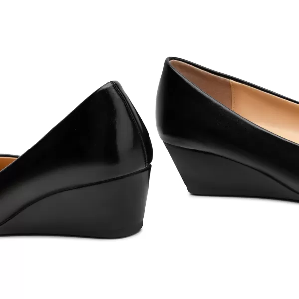 Trary Women's Wedges Pumps Round Toe Mid Heels Comfortable Closed Toe Dressy Shoes Women Pumps Wedge Shoes for Wedding Work Office Party