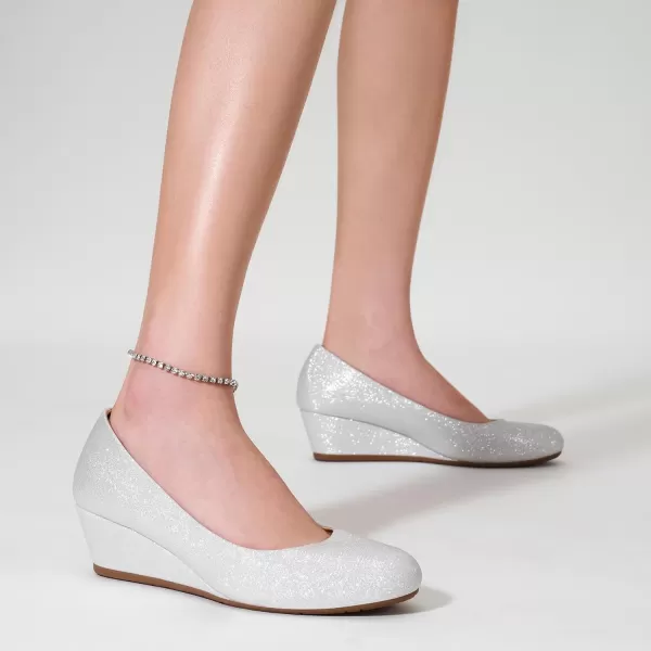 Trary Women's Wedges Pumps Round Toe Mid Heels Comfortable Closed Toe Dressy Shoes Women Pumps Wedge Shoes for Wedding Work Office Party