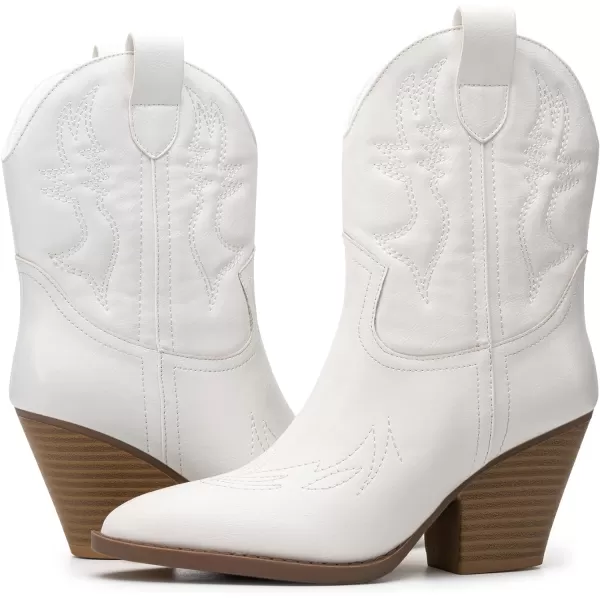 Trary Women's Western Cowgirl Cowboy Boots,Pointe Toe Chunky Low Heel Pull-on Ankle Boots Fashion Cowboy Country Concert Walking Booties for Women