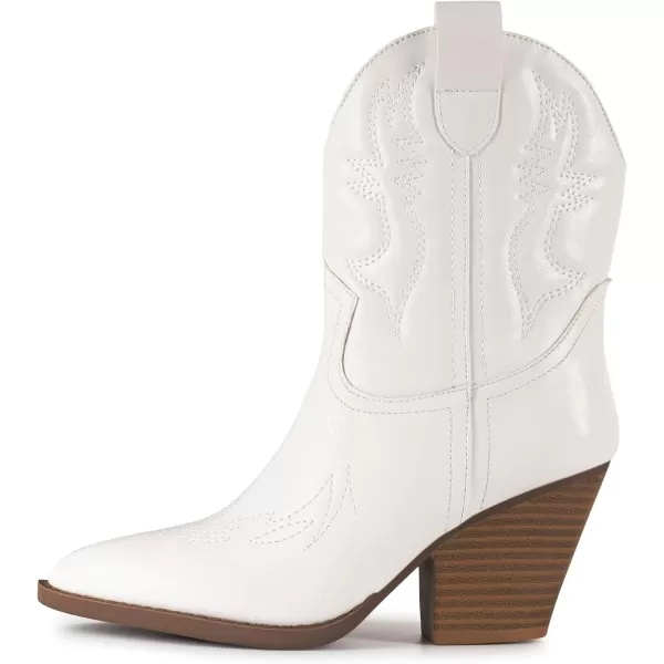 Trary Women's Western Cowgirl Cowboy Boots,Pointe Toe Chunky Low Heel Pull-on Ankle Boots Fashion Cowboy Country Concert Walking Booties for Women