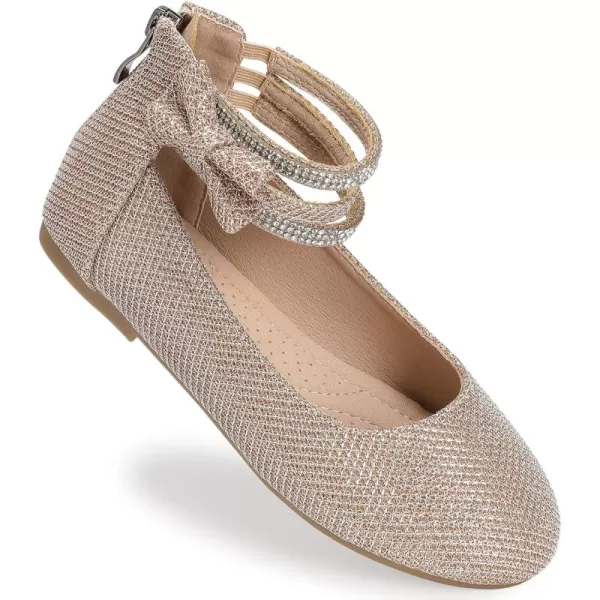 Trary Girls Dress Shoes Rhinestone Ankle Straps Mary Jane Shoes Ballet Flats Cute Bow Flower Girls Shoes Girls Ballerina Flats Wedding Party School Shoes for Toddler Little Kid Big Kid
