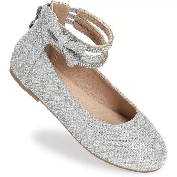 Trary Girls Dress Shoes Rhinestone Ankle Straps Mary Jane Shoes Ballet Flats Cute Bow Flower Girls Shoes Girls Ballerina Flats Wedding Party School Shoes for Toddler Little Kid Big Kid