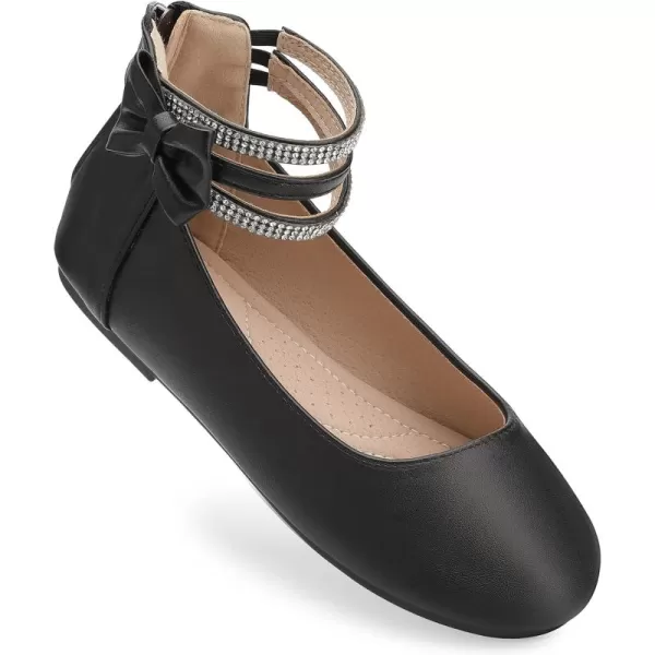 Trary Girls Dress Shoes Rhinestone Ankle Straps Mary Jane Shoes Ballet Flats Cute Bow Flower Girls Shoes Girls Ballerina Flats Wedding Party School Shoes for Toddler Little Kid Big Kid