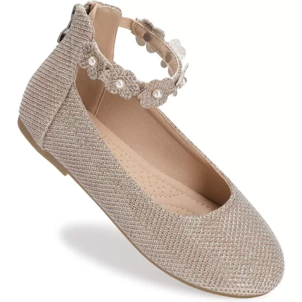 Trary Girls Dress Shoes with Ankle Strap Mary Jane Shoes Girl Ballet Flats Toddler Little Kid Big Kid Flower Girl Shoes for Wedding Party School Ballerina Flat Shoes
