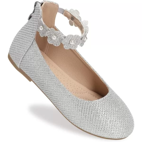Trary Girls Dress Shoes with Ankle Strap Mary Jane Shoes Girl Ballet Flats Toddler Little Kid Big Kid Flower Girl Shoes for Wedding Party School Ballerina Flat Shoes