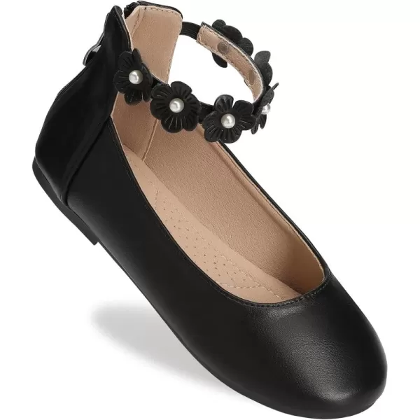 Trary Girls Dress Shoes with Ankle Strap Mary Jane Shoes Girl Ballet Flats Toddler Little Kid Big Kid Flower Girl Shoes for Wedding Party School Ballerina Flat Shoes