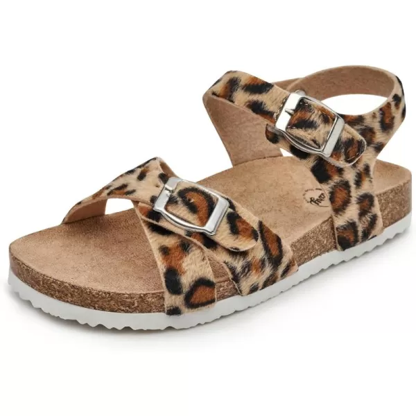 Trary Girls Sandals Adjustable Buckle Causal Sandals for Girls Open Toes Summer Shoes Cork Footbed Sandals for Little Big Kids