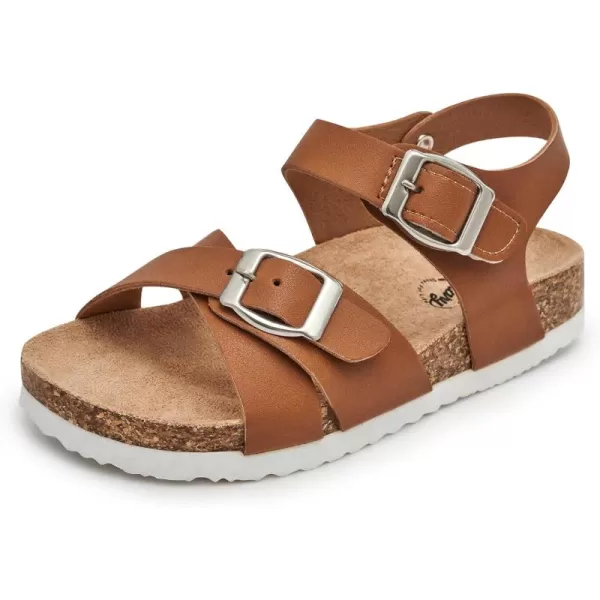 Trary Girls Sandals Adjustable Buckle Causal Sandals for Girls Open Toes Summer Shoes Cork Footbed Sandals for Little Big Kids