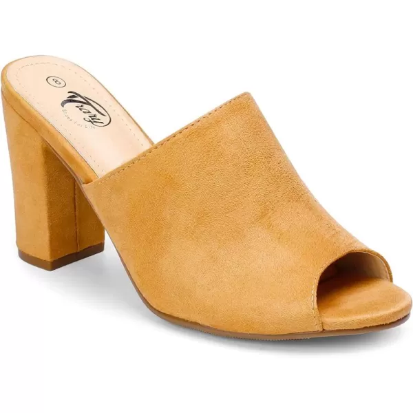 Trary Heels Sandals for Women, Women's Chunky Block High Heels Open Toe Heels Sandals Slip on Mules Comfortable Casual Dressy Black White Pink Brown Pumps