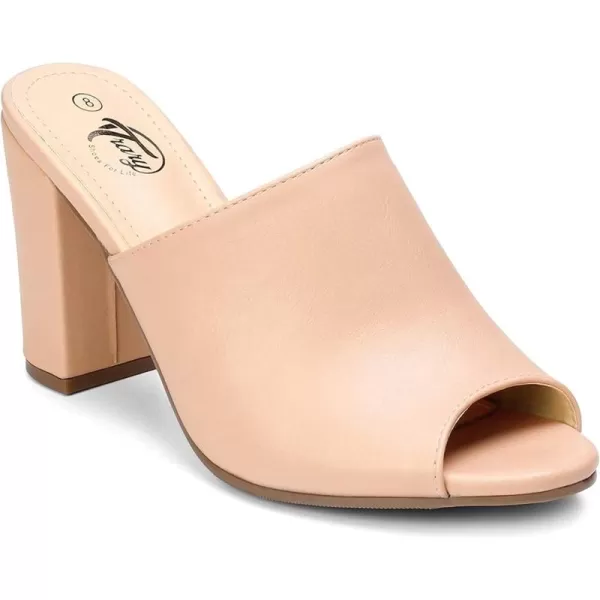 Trary Heels Sandals for Women, Women's Chunky Block High Heels Open Toe Heels Sandals Slip on Mules Comfortable Casual Dressy Black White Pink Brown Pumps