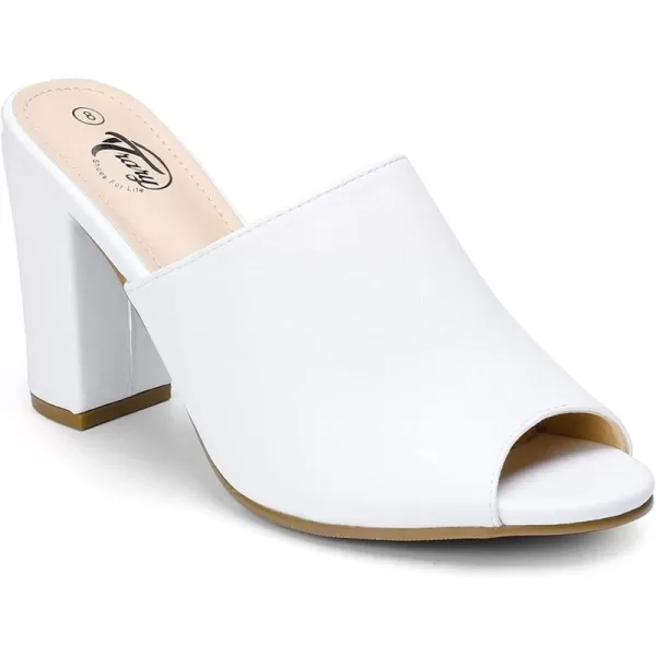 Trary Heels Sandals for Women, Women's Chunky Block High Heels Open Toe Heels Sandals Slip on Mules Comfortable Casual Dressy Black White Pink Brown Pumps