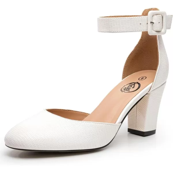 Trary Heels for Women, Low Heel Closed Round Toe Chunky Block Nude Heels Adjustable Ankle Strap Comfy Pumps Shoes Black Heels for Women Versatility Heels Wedding Daily Dressy 2.75" Heels