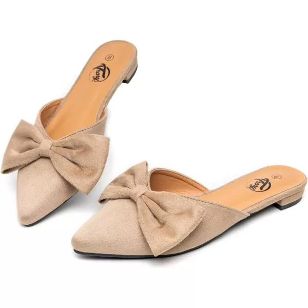 Trary Mules for Women Flats Comfortable, Bow Pointed Toe Womens Mules, Flats Mules Shoes for Women, Cute Mule Women's Mules &amp; Clogs, Slip On Womens Mules Flats, Backless Loafers Mule Shoes for Women