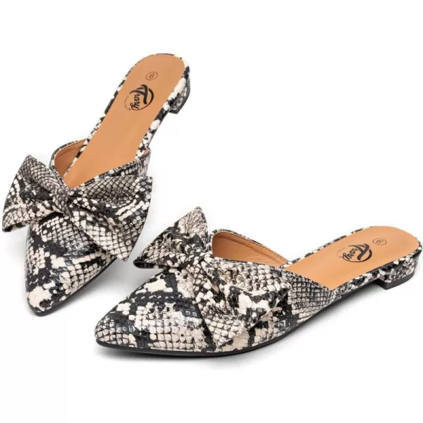 Trary Mules for Women Flats Comfortable, Bow Pointed Toe Womens Mules, Flats Mules Shoes for Women, Cute Mule Women's Mules &amp; Clogs, Slip On Womens Mules Flats, Backless Loafers Mule Shoes for Women