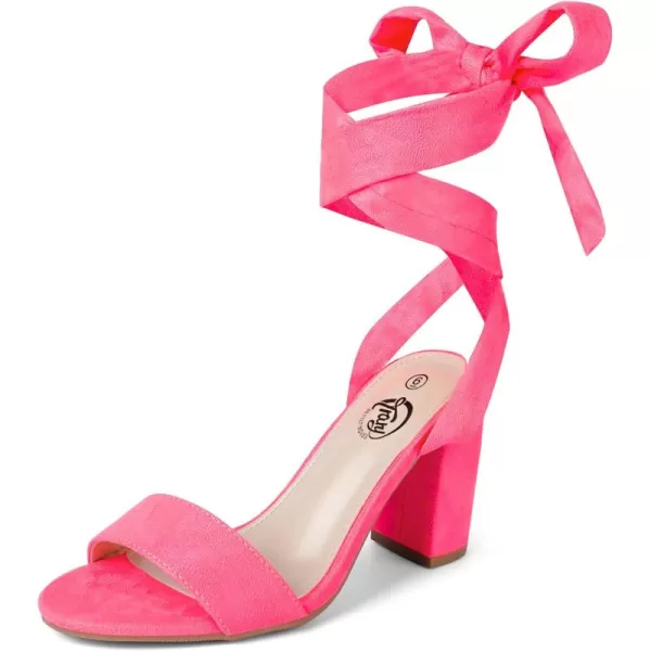Trary Pink Purple Nude Red Black Heels for Women, Lace Up Chunky Heels for Women, Strappy Heels for Women Sandals, High Platform Stripper Heels, Comfortable Wide Width Tie Up Heels 3 Inch Open Toe