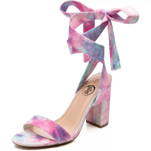 Trary Pink Purple Nude Red Black Heels for Women, Lace Up Chunky Heels for Women, Strappy Heels for Women Sandals, High Platform Stripper Heels, Comfortable Wide Width Tie Up Heels 3 Inch Open Toe