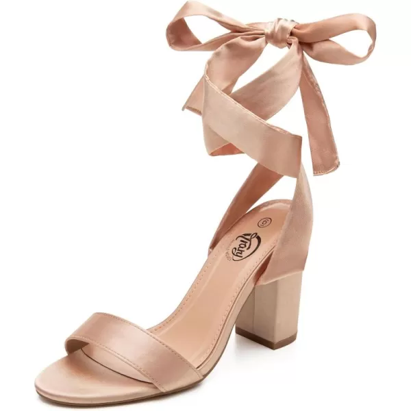 Trary Pink Purple Nude Red Black Heels for Women, Lace Up Chunky Heels for Women, Strappy Heels for Women Sandals, High Platform Stripper Heels, Comfortable Wide Width Tie Up Heels 3 Inch Open Toe