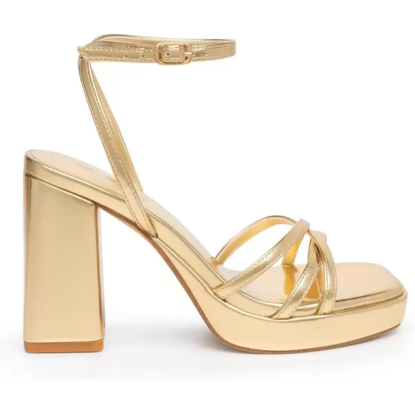 Trary Platform Heels, Square Toe Gold Heels, 3 inch Chunky Heels for Women, Strappy Heels for Women, Prom Heels for Wide Feet, Block Heels for Women, Short Heels for Women Dressy, Y2k Shoes for Prom