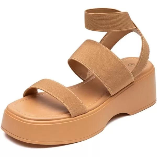 Trary Platform Sandals Women, Comfortable Sandals for Women, Wedge Sandals for Women, Cute Open Toe Strappy Sandals, Lightweight Elastic Ankle Strap Sandals, Block Chunky Heeled Sandals, Gladiator Sandals for Women