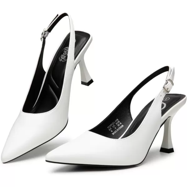 Trary Slingback Heels for Women Pointed Toe Pumps Shoes 3.2inch High Heel Slip On Rhinestone Glitter Heels Comfy Heels for Party Working Dressy
