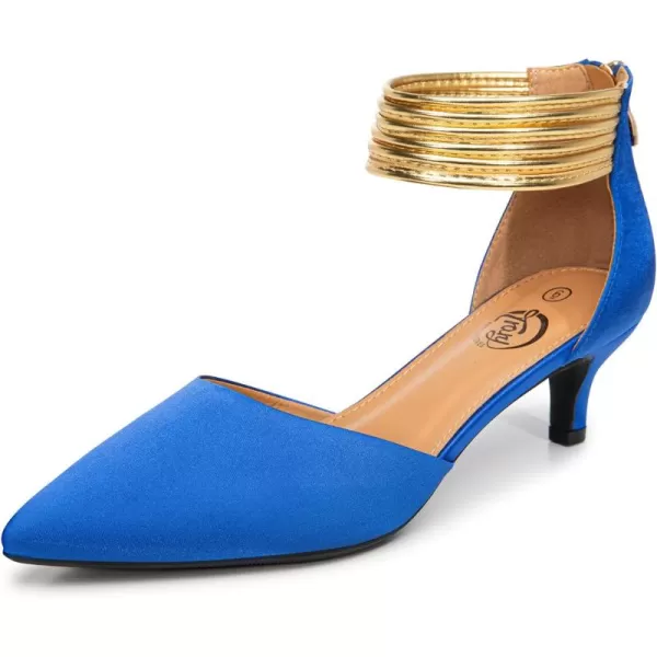 Trary Women’s Ankle Strap Kitten Heels for Women,Green Heels Red Heels Purple Heels Black Heels,Closed Toe Heels for Women, with Stiletto &amp; Golden Strap