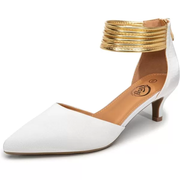 Trary Women’s Ankle Strap Kitten Heels for Women,Green Heels Red Heels Purple Heels Black Heels,Closed Toe Heels for Women, with Stiletto &amp; Golden Strap