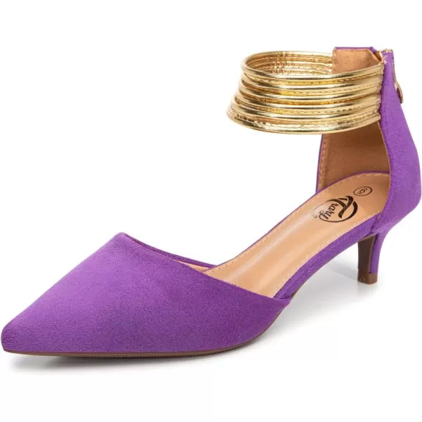 Trary Women’s Ankle Strap Kitten Heels for Women,Green Heels Red Heels Purple Heels Black Heels,Closed Toe Heels for Women, with Stiletto &amp; Golden Strap
