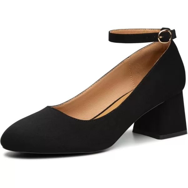 Trary Women's Closed Toe Chunky Heels Shoes Dressy Casual, Ankle Strap Low Block Heels Comfortable Wedding Pumps